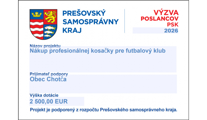 Nákup profesionálnej kosačky pre futbalový klub