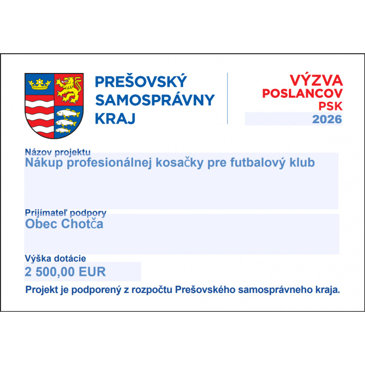 Nákup profesionálnej kosačky pre futbalový klub