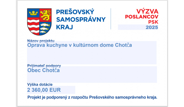 Oprava kuchyne v kultúrnom dome Chotča