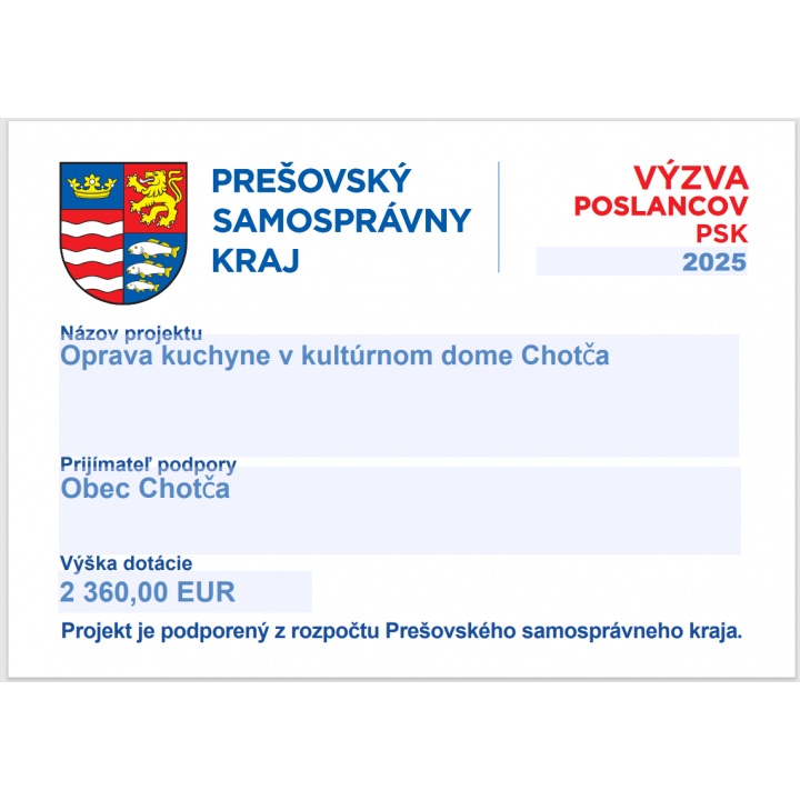 Oprava kuchyne v kultúrnom dome Chotča